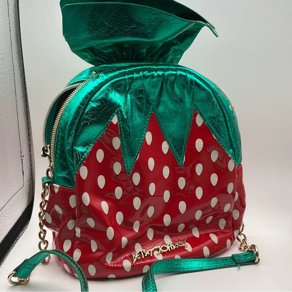 RARE Betsey Johnson Strawberry Candy Crossbody Purse - Picture 1 of 5